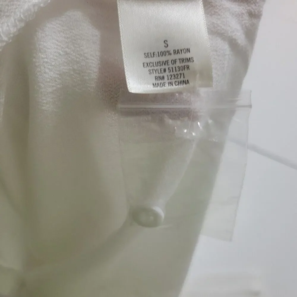 Francescas Harper Shirt Womens Small Long Sleeve Boho Blouse White Comfort Top‎